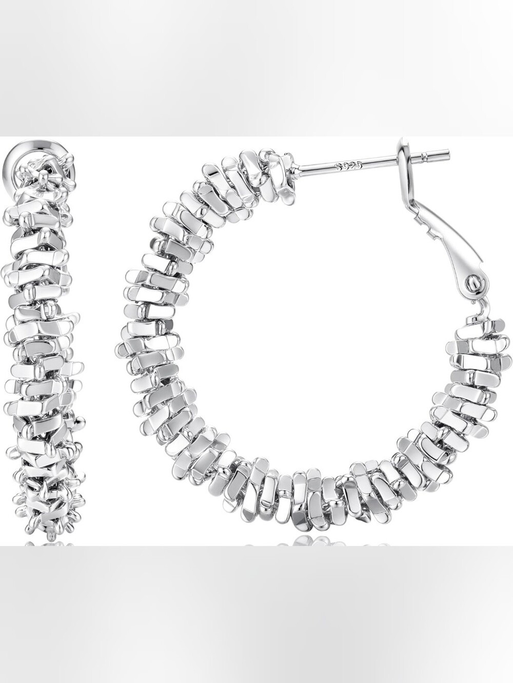 $8 Each Or Bundle 5/$20 Sterling Silver Textured Hoop Earrings - Picture 3 of 7